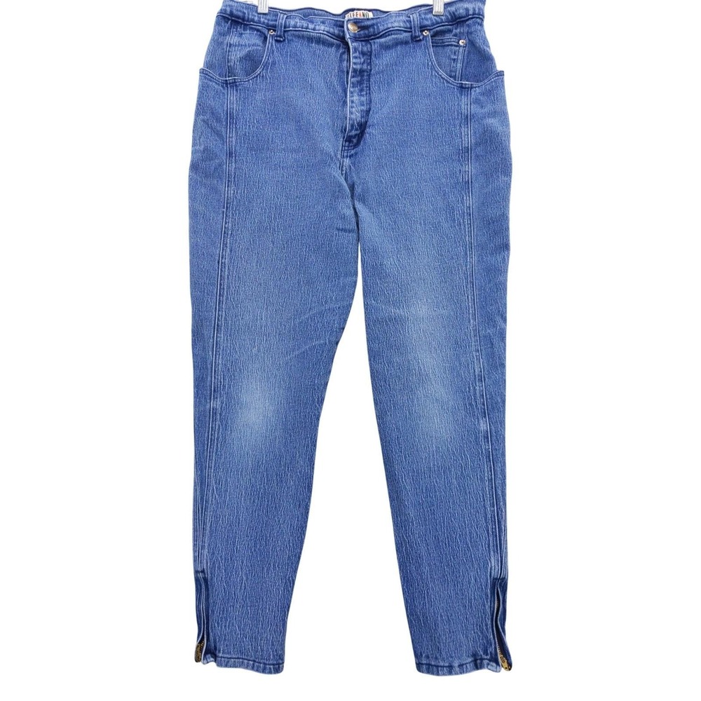 vtg 90s STEFANO INTERNATIONAL High Rise Zipper Peg Ankle Jeans Sz 22 35" Waist‎